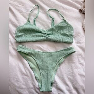 H&M Mint Green Textured Bikini Set